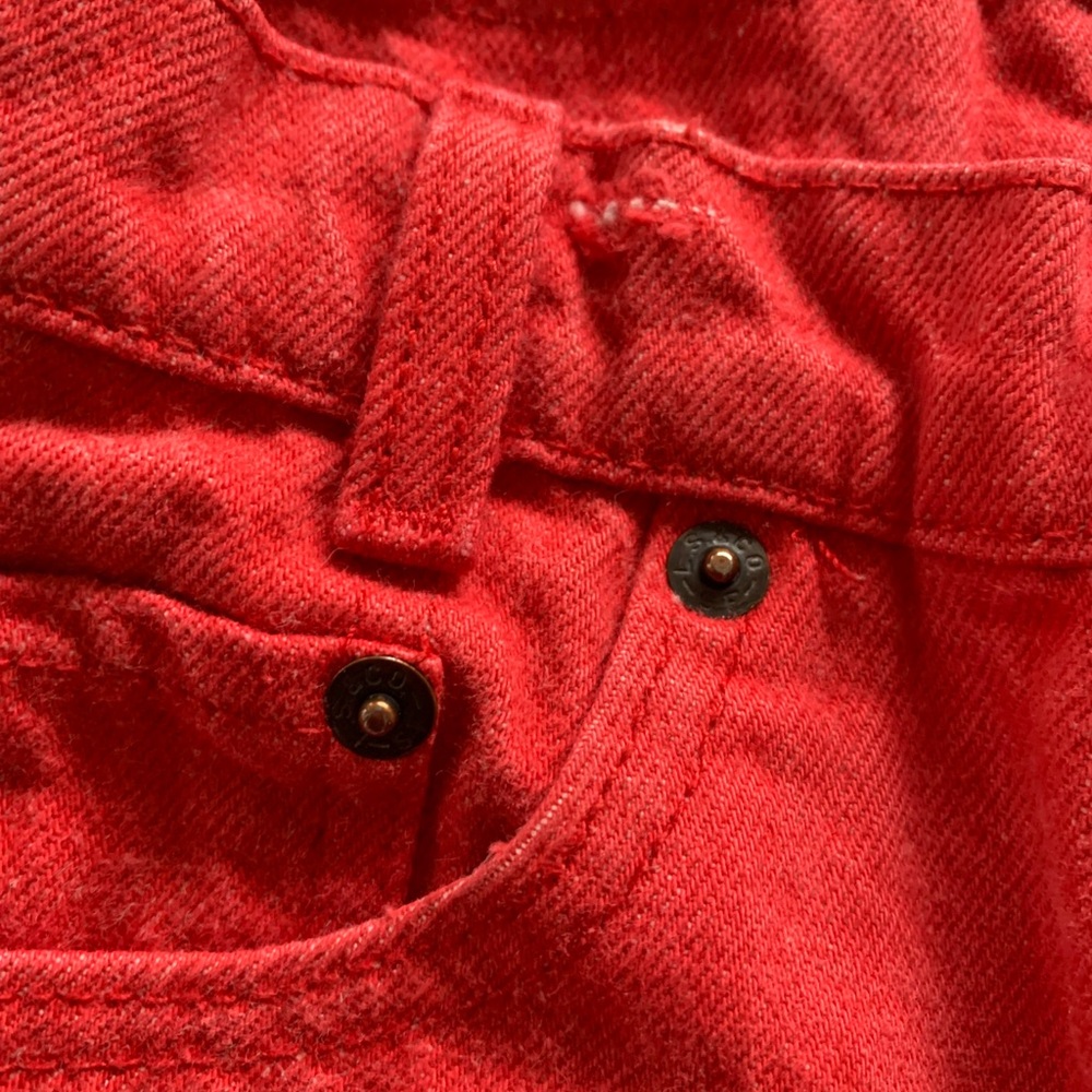 1980s Levi Strauss Red Button Snap Jeans Vintage Size 5 - Picture 4 of 11